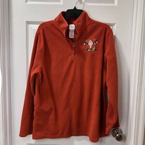 Disney Store Rust Orange Quarter-Zip Fleece Pullover w/Character Embroidery-SZ M